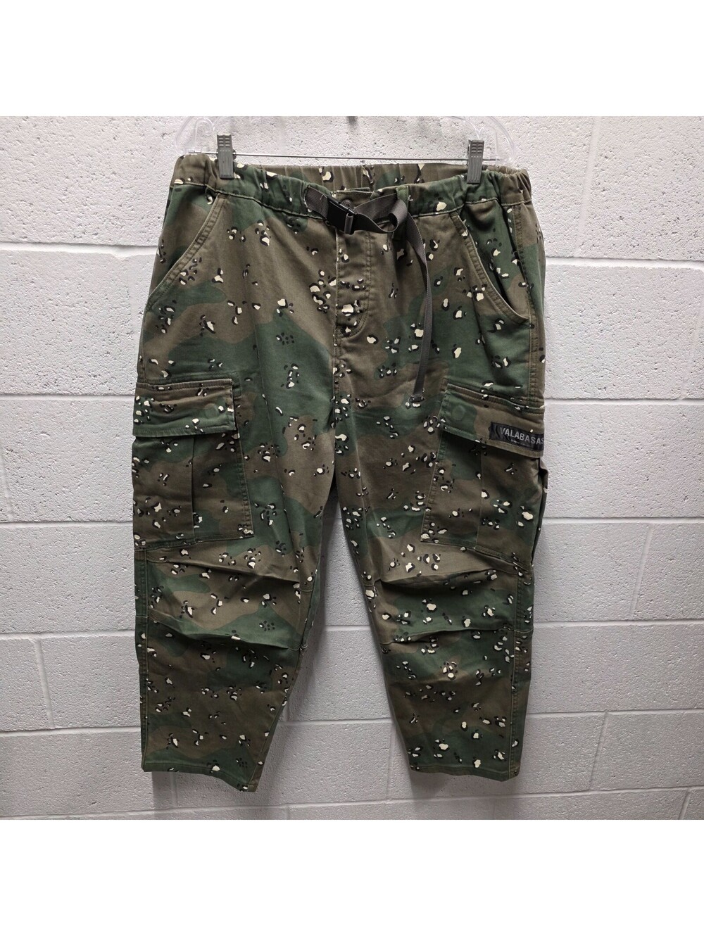 VALABASAS Pants Mens 34 x27  Green Camo Cargo Bottom Stretch Streetwear
